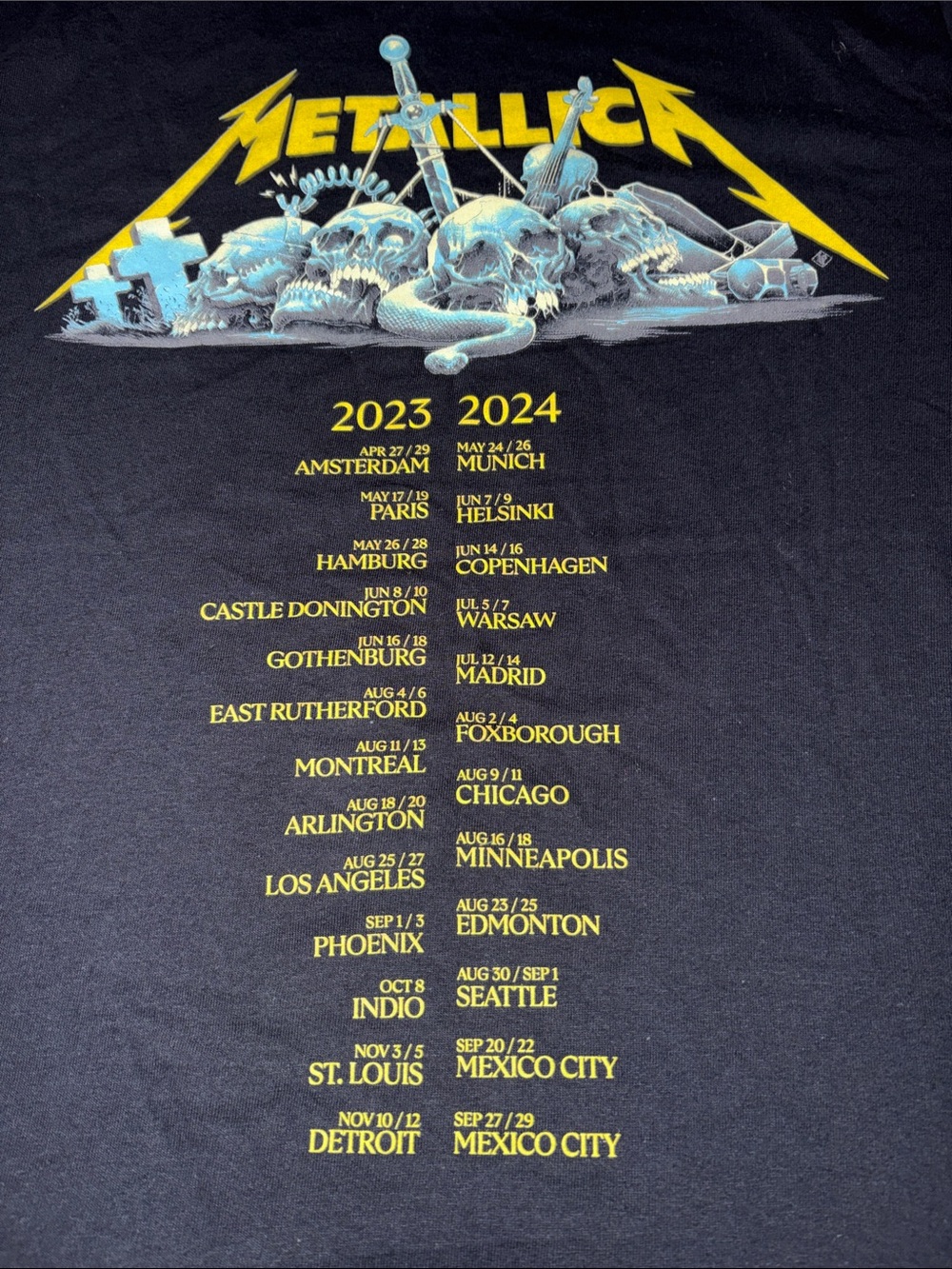 Metallica 2023 & 2024 World Tour Concert Tee Shirt - Picture 10 of 12